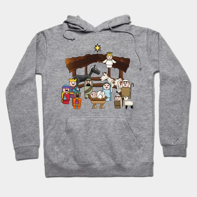 Cute Little Round People Nativity Hoodie by Slightly Unhinged